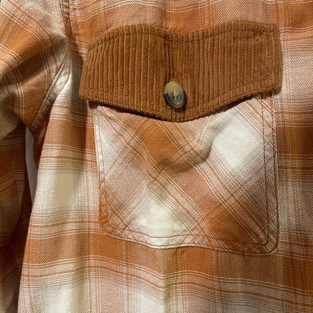 EUC Maurices Orange Plaid Hooded Shacket - Picture 2 of 5